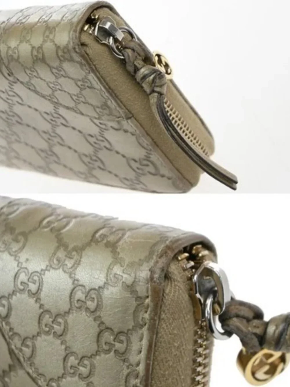 GUCCI Logo Guccissima GG Pattern Long Zipper Wallet Leather Beige GHW 09KP533 - Picture 8 of 14